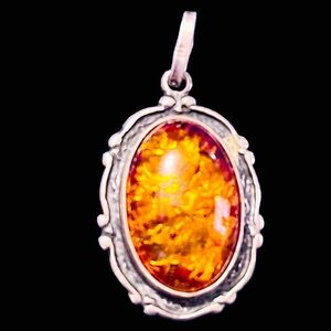 Sterling Amber Pendant